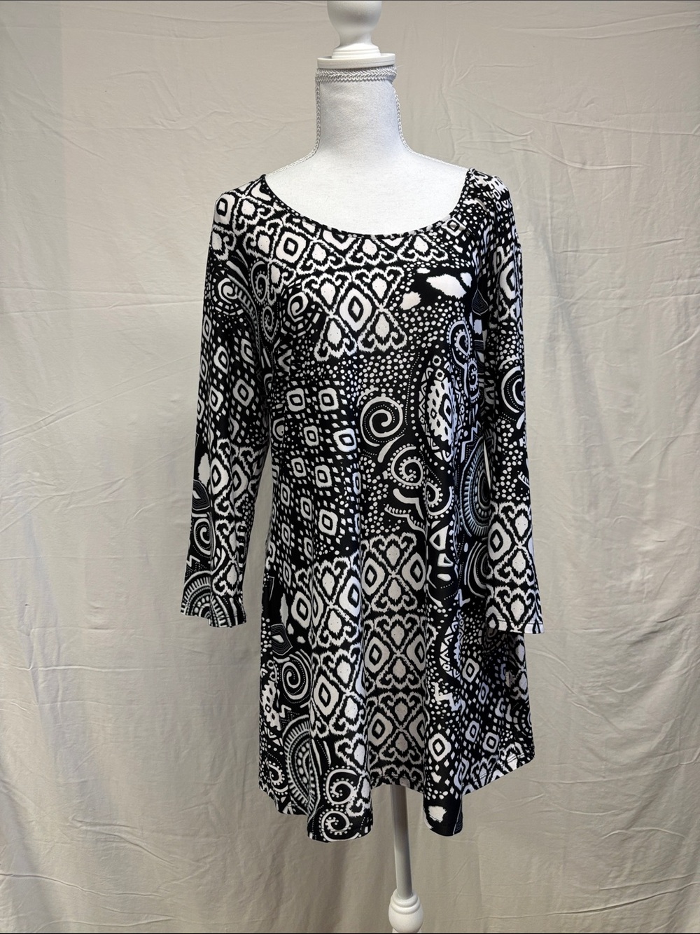 Milano Black & White Abstract Print Tunic